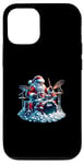 Coque pour iPhone 12/12 Pro Batteur de Noël amusant Père Noël jouant de la batterie de Noël pour hommes et femmes