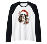 Christmas English Springer Dog Watercolor Artwork Raglan Baseball Tee