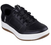 Skechers Homme Slip ins Mains Libres Sport Court 92 Distown Basket, Bordure Naturelle en Cuir Noir, 45.5 EU