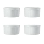 Mikasa Chalk Ramequins en porcelaine, 9,5 cm, lot de 4 ramequins blancs pour desserts et soufflés, plats à soufflé individuels - vont au four et au lave-vaisselle