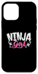 Coque pour iPhone 12 mini Fille ninja avec des étoiles qui lancent