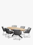 4 Seasons Outdoor Fabrice & Prado Ellipse 6-Seater Garden Dining Set, FSC-Certified (Teak Wood), Anthracite/Natural