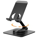 Euqvunn Support Téléphone Bureau [Rotation à Clic 360°], Réglable en Hauteur Multi-Angles Porte Telephone, Pliable Telephone Bureau, Universel pour Tous Les Téléphones et Tablettes Phone Holder