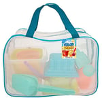 ColorBaby-sans caractère 49272 Enfants, Sac à Jouets de Plage, Seau, Ø18 cm, cèdre, Pelle, râteau, arrosage, moules Sable, 18 Mois, Multicolore, 9 piezas