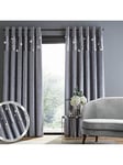 Catherine Lansfield Crushed Velvet Glamour Sequin Fully Lined Eyelet Curtains In Grey