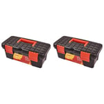 Am-Tech 10" Mini Small Plastic Tool Box With Removable Tray (Pack of 2)