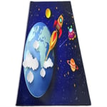 CONICIXI Tapis Yoga Fusée de tapis d'enfant de l'espace extra-atmosphérique sur le système planétaire avec les étoiles de la terre UFO Saturne Sun Galaxy Tapis d'exercice Pilates de 5 mm pour rester