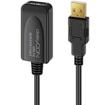 deleyCON 5m Câble Actif USB 2.0 Rallonge Active avec Amplificateur de Signal Câble Répéteur USB2.0 Câble de Rallonge PC Ordinateur Imprimante Scanner