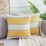 DakTou Lot de 2 Housse de Coussin Décoratif Canapé Taie d'oreiller Decoration Moderne Bohème Housses de Coussin en Lin Rayures Housse de Coussin Décoration pour Chambre Chaise Lit 40x40cm Jaune