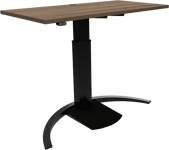ErgoTable, Enkeltben hæve-/sænkebord, firkantet, mørk natur/sort, H120x120x60 cm, valnød