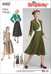 Simplicity 8462 8462 Chemisier Vintage pour Femme, Jupe et doublé Boléro, Papier, Blanc, H5 (6–8-10–12–14)