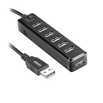 Ekon HUB Multiport 7 Ports USB-A Câble USB-A avec Interrupteur pour PC, Ordinateur Portable, Souris, câbles de Chargement, claviers, clés USB