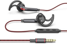 ANFLOWE ES850 - Wired Sports Headphones, Half In-Ear Running Earphones Red 