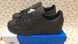 adidas Originals Superstar Foundation Trainers Men's Size 9.5uk Triple Black New