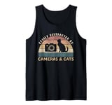 Easily Distracted By Cameras & Cats Retro Funny Photographer Tank Top