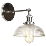 Industrielle Vintage Applique Murale Moderne Placage Chrome Support Lampe En Verre Clair Abat-Jour E27 Appliques Murales pour Salle De Bains Couloir