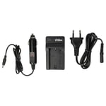 vhbw Chargeur batteries d'appareils photo + adaptateur voiture 12V compatible avec Sony DCR-PC5E, DCR-PC5, DCR-PC4,DCR-PC3E