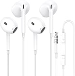 2 Pack Ecouteurs Casque Filaires,Intra-Auriculaires 3,5Mm Avec Microphone Et Contrôle Du Volume,Ecouteurs Universel Anti-Bruit Stereo Pour Iphone Samsung Hua-Wei Android Tablette Mp3/Mp4 Players Etc