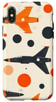 Coque pour iPhone X/XS Orange Abstrait Pois Vintage F4 Phantom II Jet Fighter