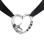 ALCHEMY ETENDU MORT DE COEUR Skull Heart Black Choker Necklace Swarovski Pewter