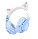 Hoco Bluetooth Cat Ear Headphones w LED Light Blue