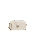 Pinko Camera Case Sheep Nappa Line Quilt, Sac Femme, Z14q_Blanc Soie-Antique Gold