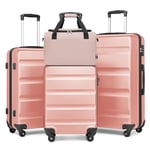 Kono Ensemble de 4 valises en ABS à Coque Rigide légère avec Bagage à Main pour Ryanair - Bagages de Voyage durables avec Serrure TSA, Nude, 4 Piece Sets, Ensembles de Bagages