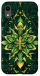 Coque pour iPhone XR Vert Abstrait Ethnique Fleur de Lotus Éléments Célestes