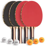 STIGA Performance Lot de 4 Raquettes de ping-Pong 4 Joueurs – Raquettes de Tennis de Table, 6 – 3 étoiles Orange et Blanc