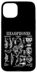 Coque pour iPhone 15 Plus Casque audio vintage breveté DJ Gamer Podcaster Musique