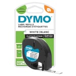 DYMO LetraTag Plastic Labels | Authentic | 12 mm x 4 m Roll | Black Print on White Labels | Self-Adhesive Multipurpose Labels for LetraTag Label Makers | 1 Count