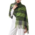 Gebell Women Tartan Scarf - Winter Plaid Blanket Scarves Long Soft Warm Tartan Check Scarfs Ladies Wool Spinning Tassel Shawl Stole UK