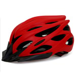 HVW Casque de vélo pour Hommes Femmes, Casque de vélo avec Pare-feu au Soleil LED Bandeau Ajustable pour la Planche à roulettes de vélo de Montagne 22-24,Rouge