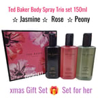 Ted Baker Body Spray Trio set 150ml * Jasmine* Rose *Peony,xmas gift set for her