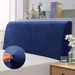 TAOCOCO Housses de Tête de Lit Extensible, Housse de Protection pour Tête de Lit, Tissu Velours Stretch Doux, Lavable, Design Tout Compris pour Têtes De Lit Simples Doubles, Bleu Foncé 180-200 cm