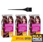 ' ORÉAL Casting Creme Gloss 554 Épicé Chocolat Cheveux Couleur 3-pack Ammoniaque