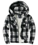 JACKETOWN Chemise à Carreaux pour Homme Chemise Thermique en Polaire pour Homme Longues à Carreaux avec Fermeture éclair Doublure en Polaire Veste d'hiver Hoodies Veste de flanelle Chaud