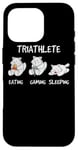 iPhone 16 Pro Gamer Triathlete Gaming Cat Plays Video Game Gamer Case