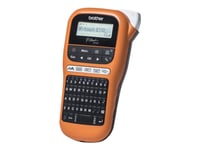 Brother P-Touch Pt-E110vp - Etikettskrivare - Svartvit - Termisk Överföring - Rulle (1,2 Cm) - 180 Dpi - Upp Till 20 Mm/Sek - Kniv - Tvåradig Utskrift - Svart, Orange