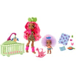 Cave Club Coffret Babysitting avec poupée Fernessa aux Cheveux Roses avec Mini-poupée bébé des cavernes et Accessoires, Jouet pour Enfant, GNL92