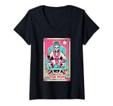 Womens The Mom Tarot Card Skeleton Tired Mom Funny Skull Coffee V-Neck T-Shirt