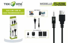 Câble Adaptateur TeKone To-US208L De Jack Aux 3,5Mm À Usb 2.0 Mâle HSB