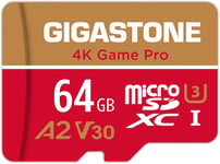 Carte Mémoire 64 Go 4K Game Pro Série, Vitesse de Lecture allant jusqu'à 95 Mo/s. et écriture de 35 Mo/s. spécialement pour Switch GoPro, A2 U3 V30 Carte Micro SDXC avec Adaptateur SD