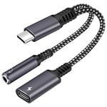 USB-C til 3.5 mm jack & USB-C adapter - DAC Chip - Grå