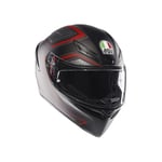 AGV - K1 S AGV E2206, Casque Moto ECE, Style Course avec Spoiler, Aérations et Visière Résistante aux Rayures, Champ de Vision de 190°, Compatible avec Interphones, Sling Matt Black/Red, Unisex, M