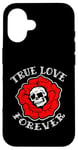 Coque pour iPhone 16 Retro Vintage True Love Forever Skull and Flower Memento Mori