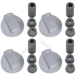 4 X Hoover Universal Universal Cooker/Oven/Grill Control Knob And Adaptors Silve