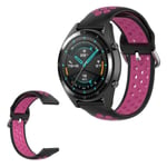 Samsung Galaxy Watch (46mm) / Gear S3 / Huawei Watch GT 2e / GT / GT 2 42mm / 46mm tvåfärgad silikon klockarmband - svart / Rose Rosa