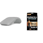 Microsoft Arc Touch Mouse Bluetooth PERP Souris Ambidextre Blue Trace 1000 DPI + Duracell - Nouveau Piles alcalines AAA Optimum, 1.5 V LR03 MX2400, Paquet de 4