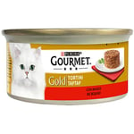 Purina Gourmet Gold Galettes Humide Chats avec Boeuf, 24 Canettes de 85 g